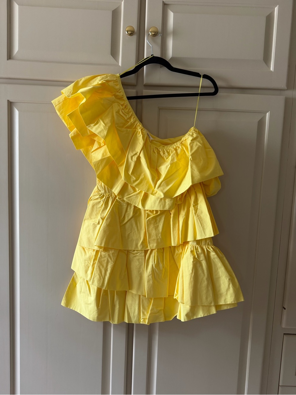 Women’s One-Shoulder Ruffle Dress - Yellow